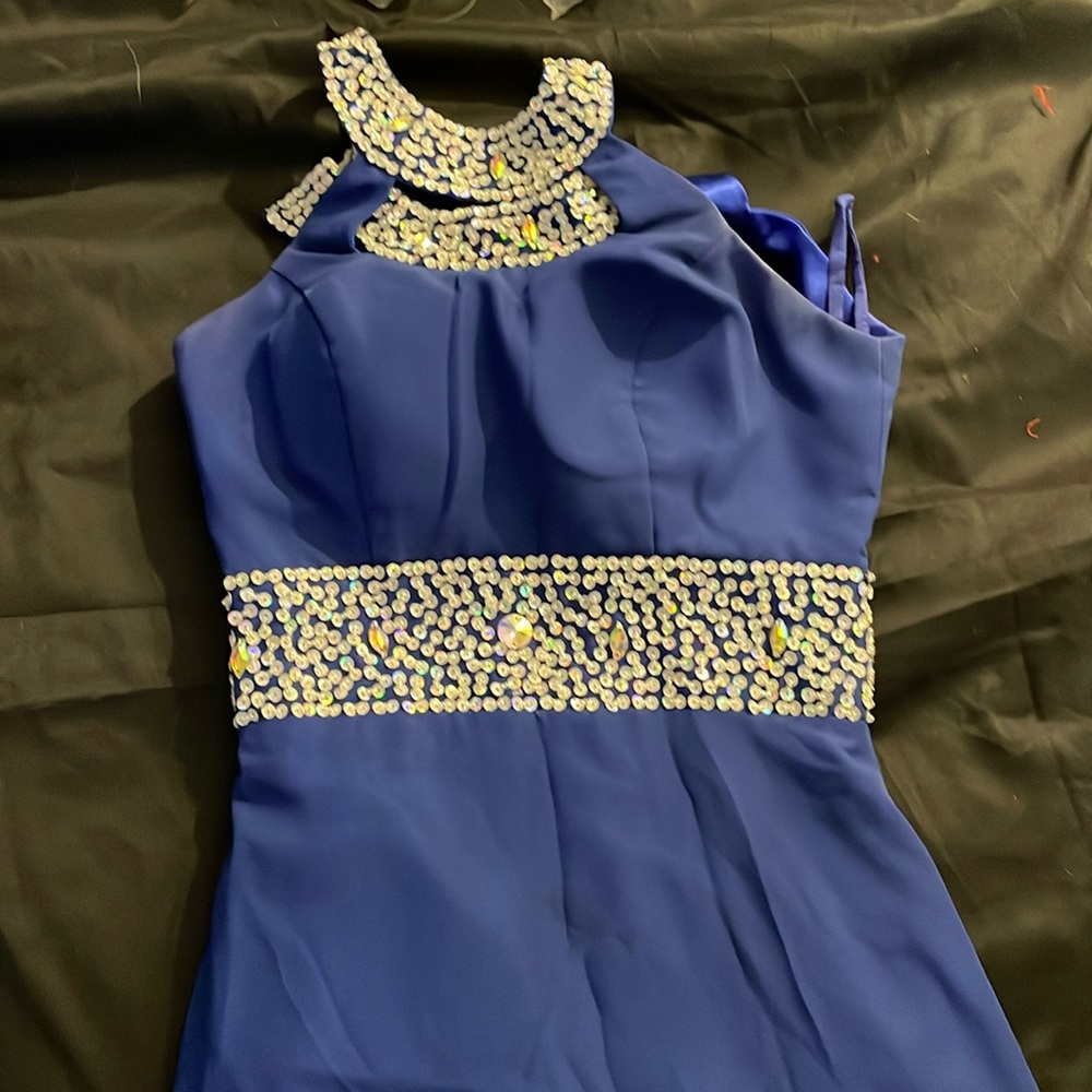 Blue bedazzled gown